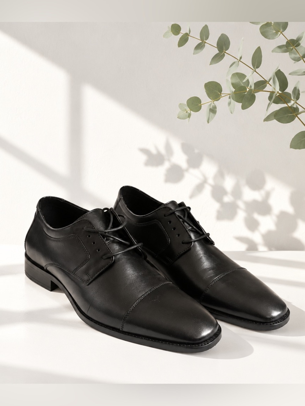 Classic Black Leather Derby Shoes by Johnston & Murphy